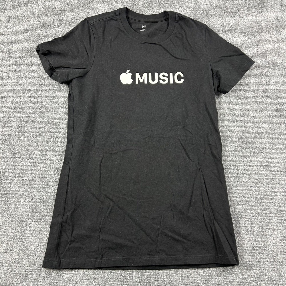 Apple Music Shirt Womens XL Black Logo Graphic T-Shirt Tee Streaming Employee